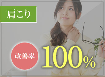 肩こりの改善率:100%(※当社比、栗東市 安養寺治療院調査結果より)
